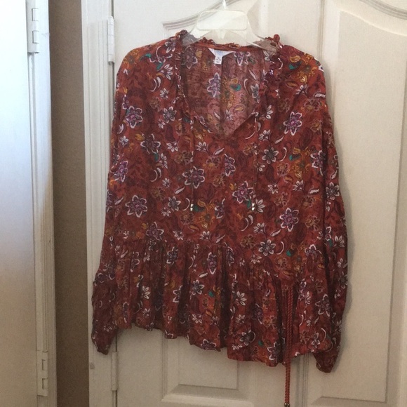 Ladies’ Time and Tru Peasant Blouse (XL) - Picture 1 of 11